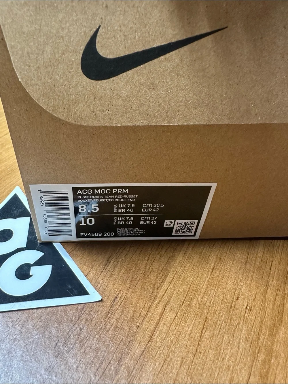 Nike Acg Moc Premium Russet - FV4569-200 MT size 8.5